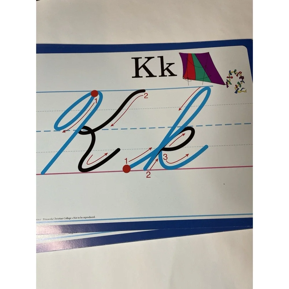 VTG Cursive Pensacola Christian College 1995 Classroom 12 X 9 Cards A-Z & 1-10